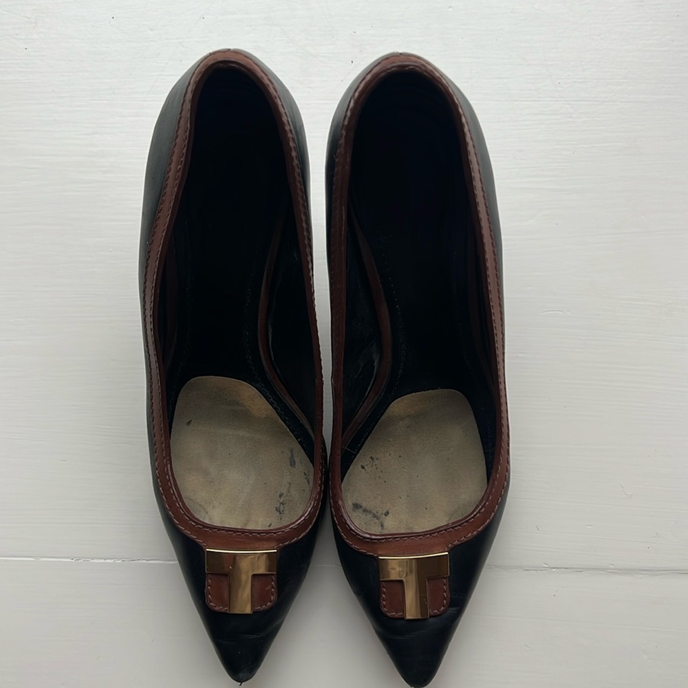 Tory Burch Black High Heel with Brown Trim Size 8M